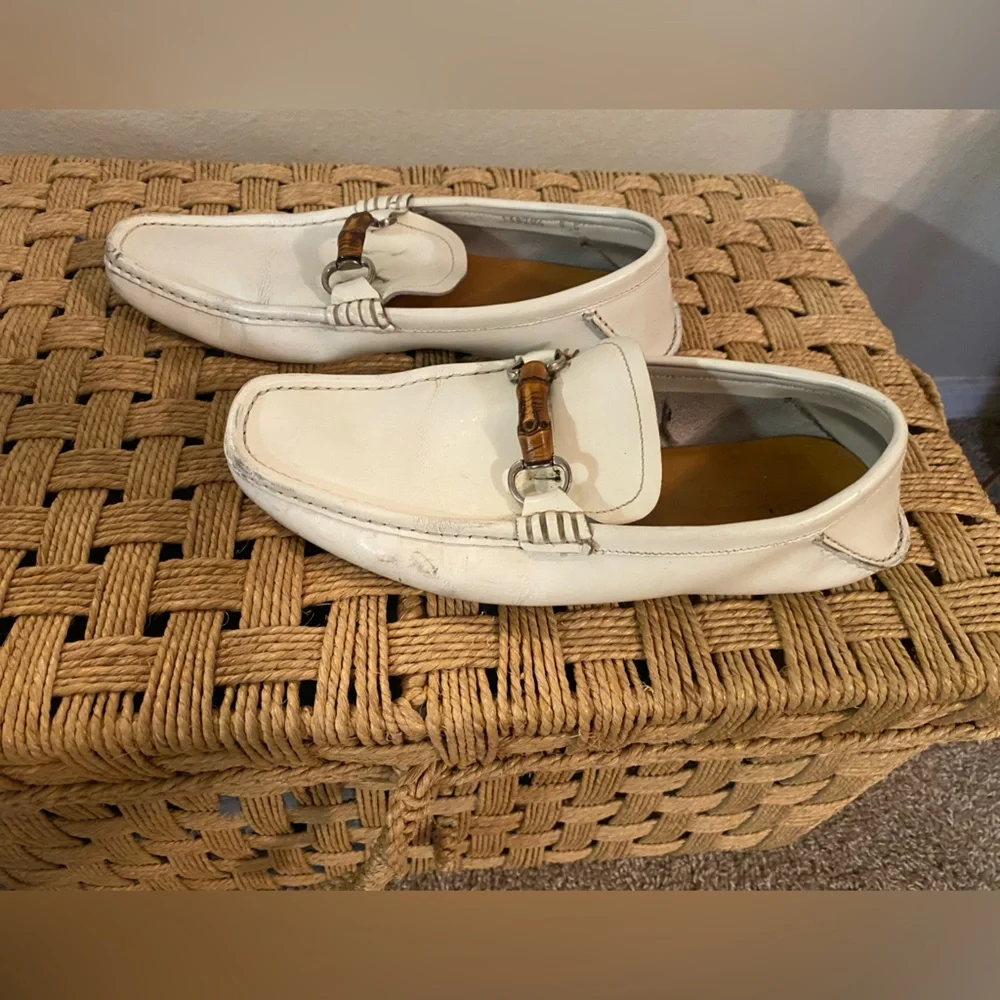 Gucci. Men’s White Leather Loafers. Slip On. Size 8. For hardware or to Repair? - Picture 2 of 8